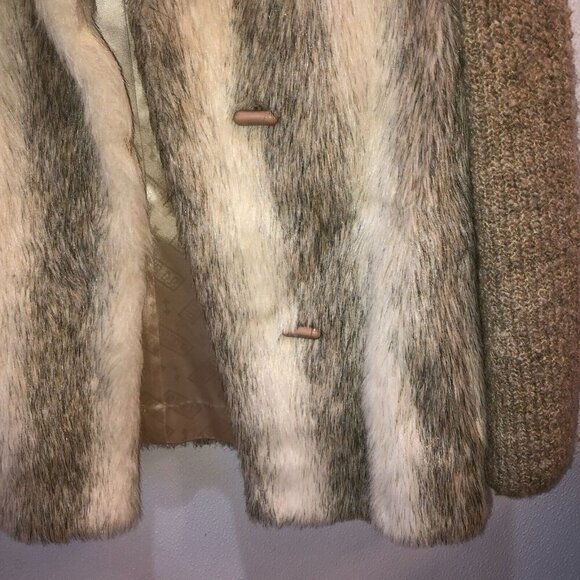 Vintage D Esprit Dubrowsky Perlbinder Womens Small Faux Fur Knit Coat Jacket S - Picture 5 of 8